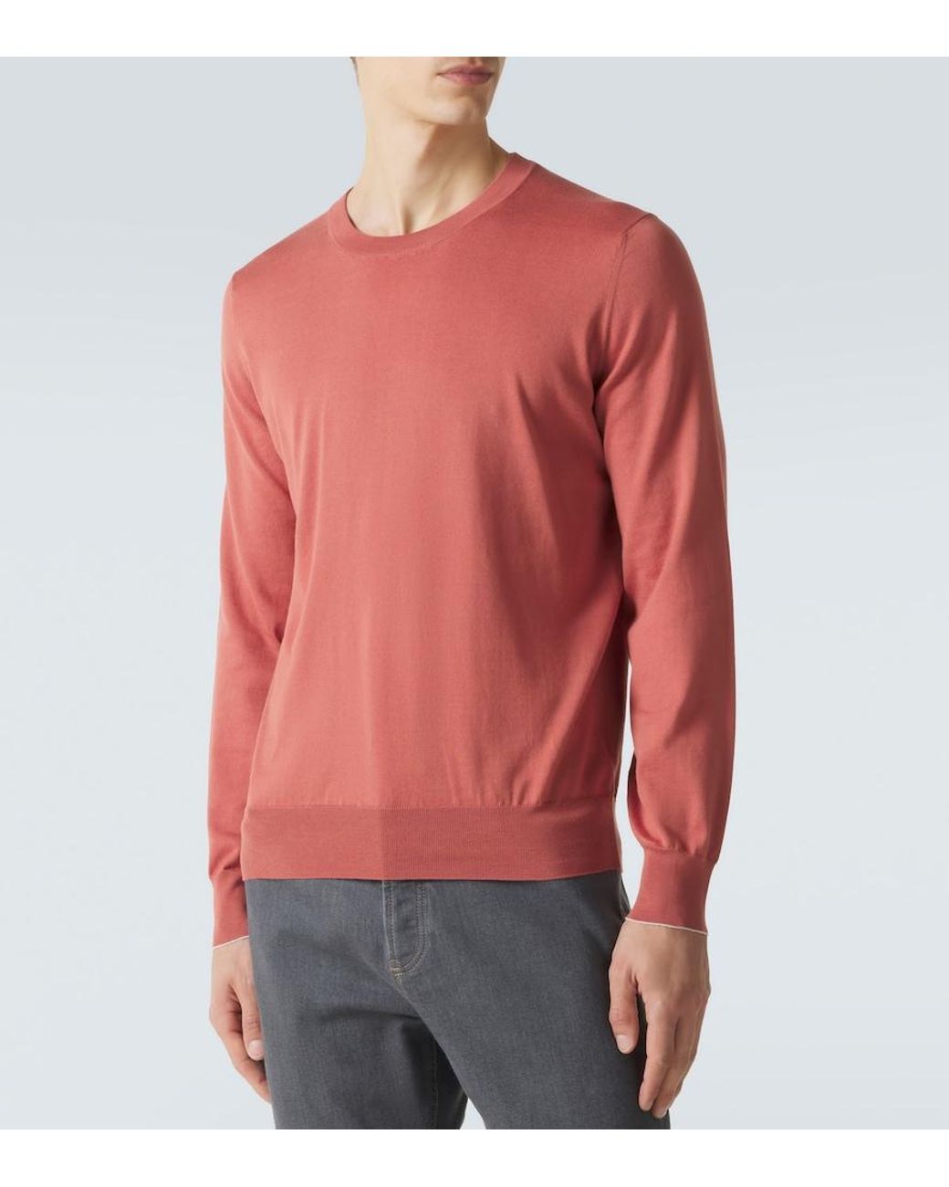 Brunello Cucinelli Pink Cotton Sweater for men
