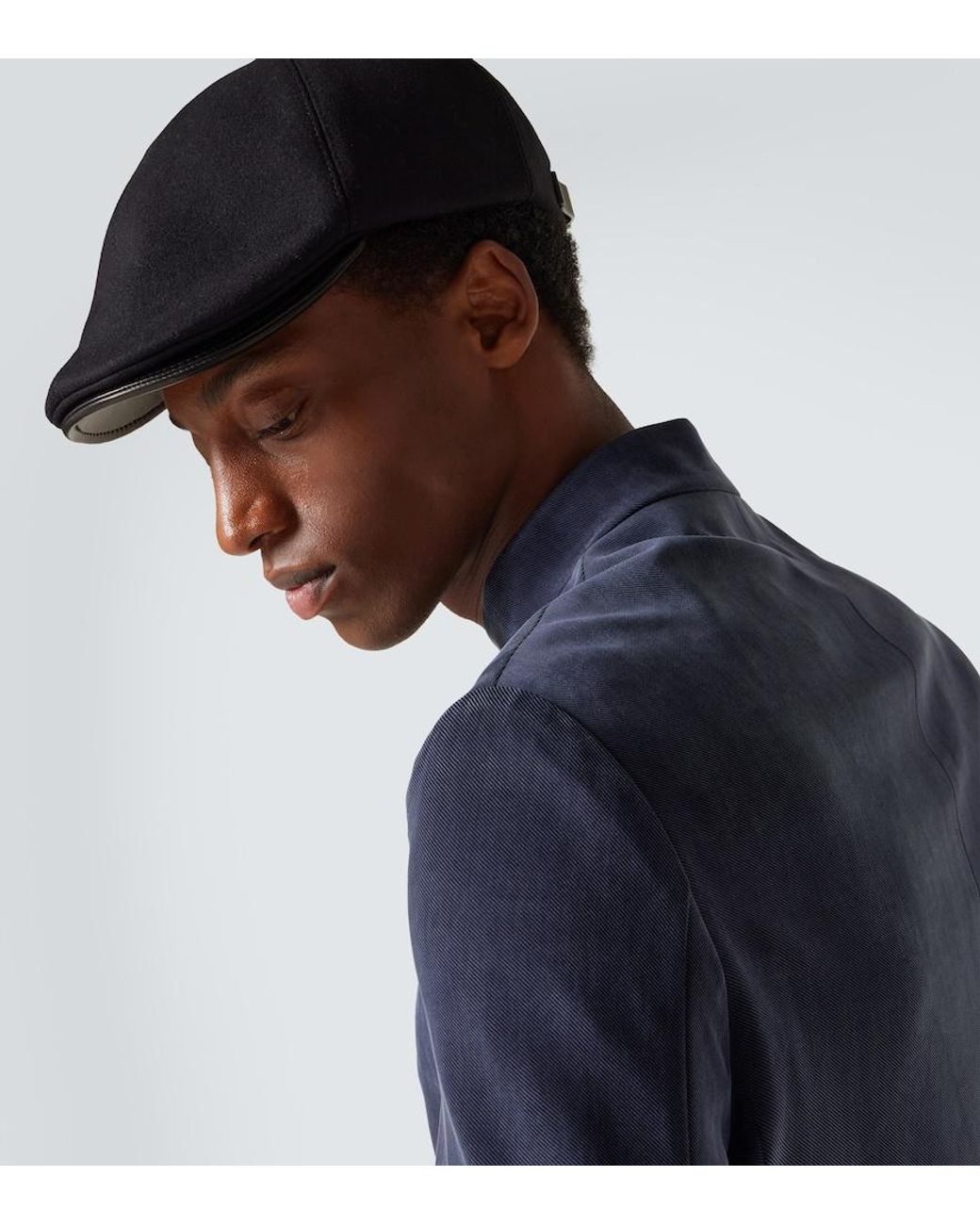 Giorgio Armani Black Wool And Cashmere-Blend Flat Cap for men