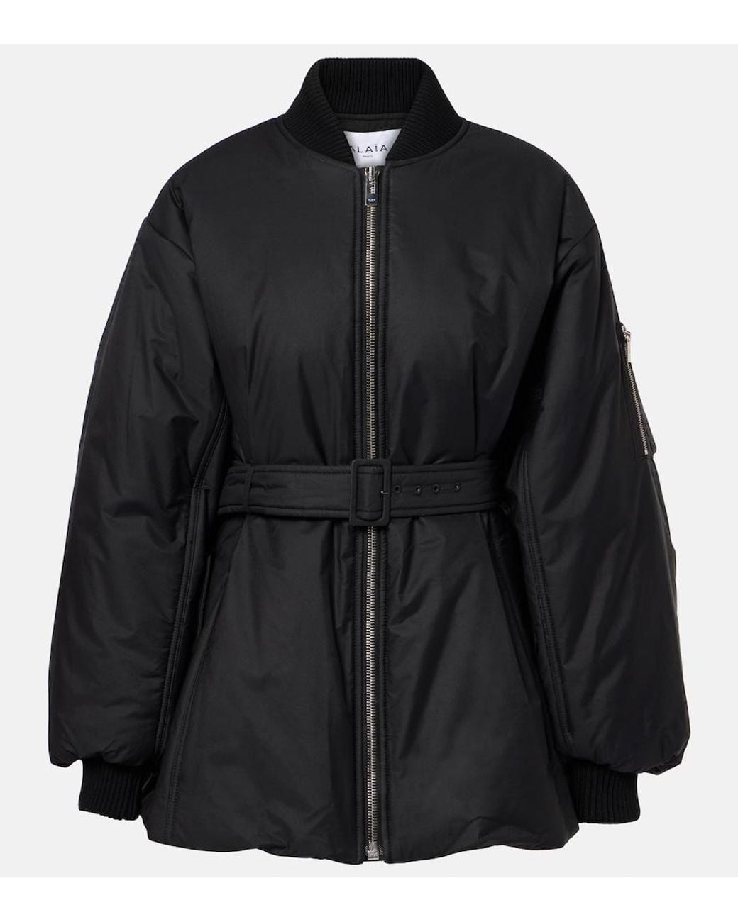 Alaïa Black Belted Cotton-Blend Bomber Jacket