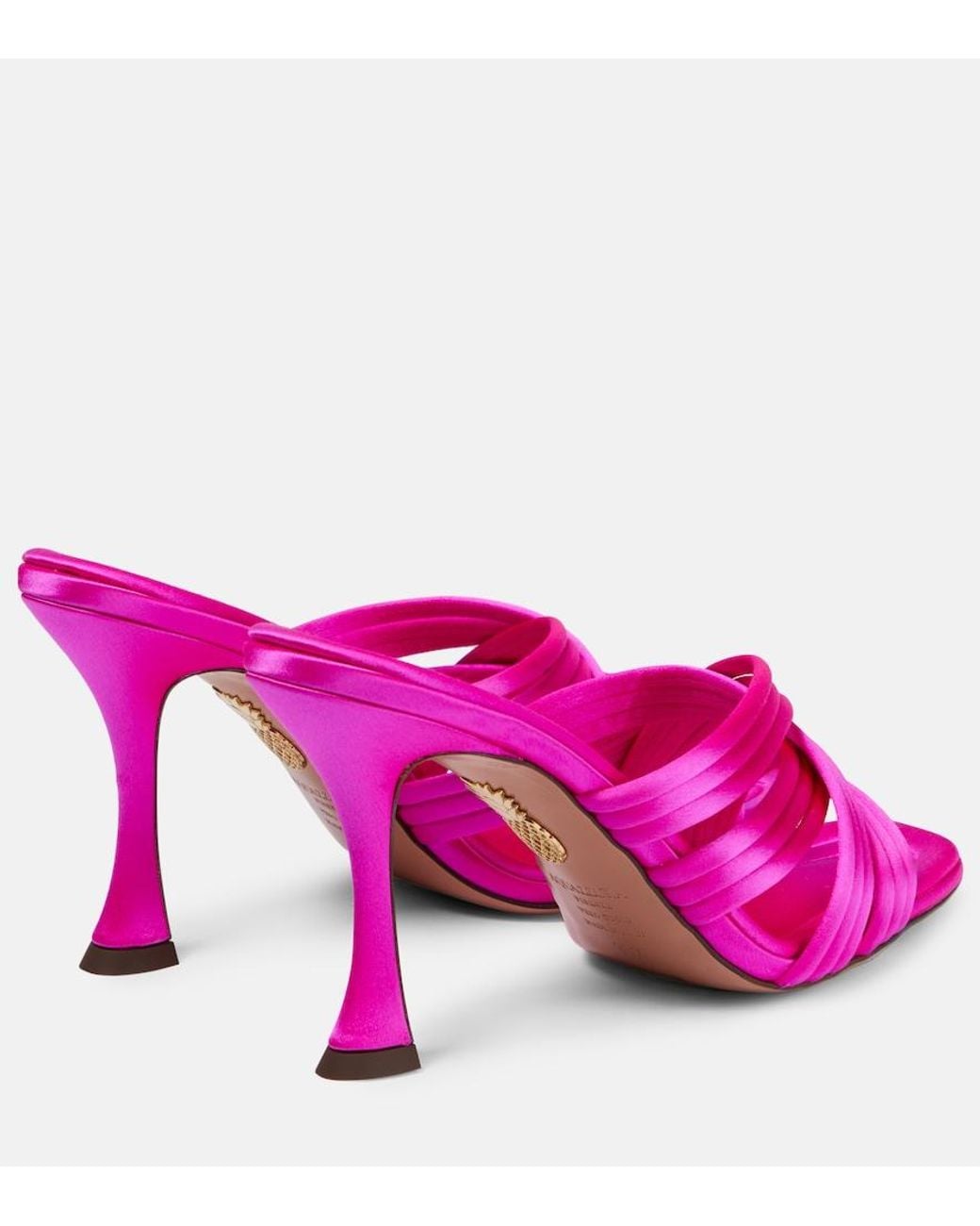 Aquazzura Pink Oahu 95 Satin Mules