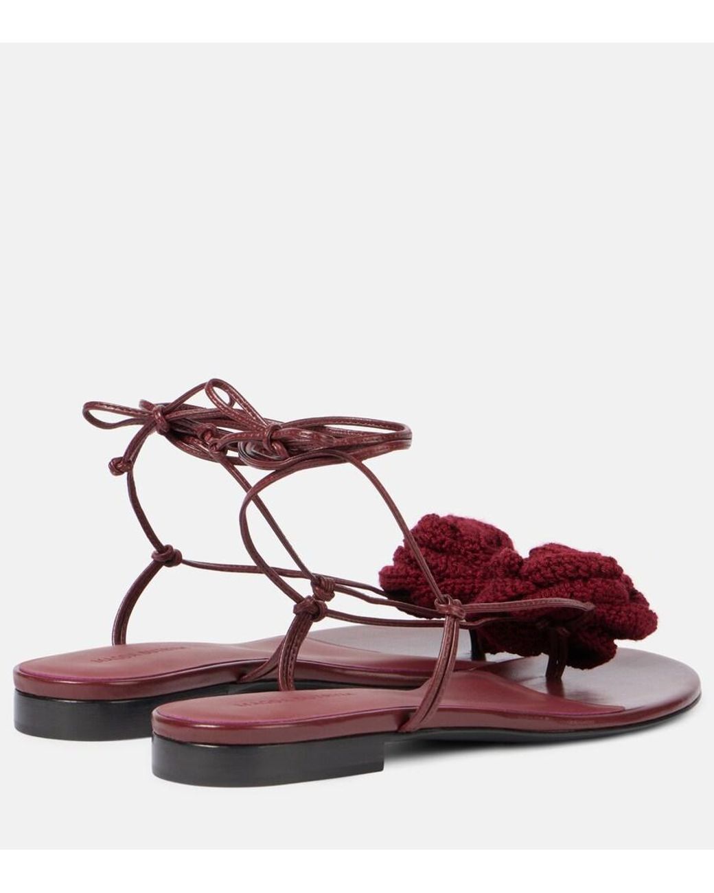 Magda Butrym Red Floral-Applique Leather Sandals