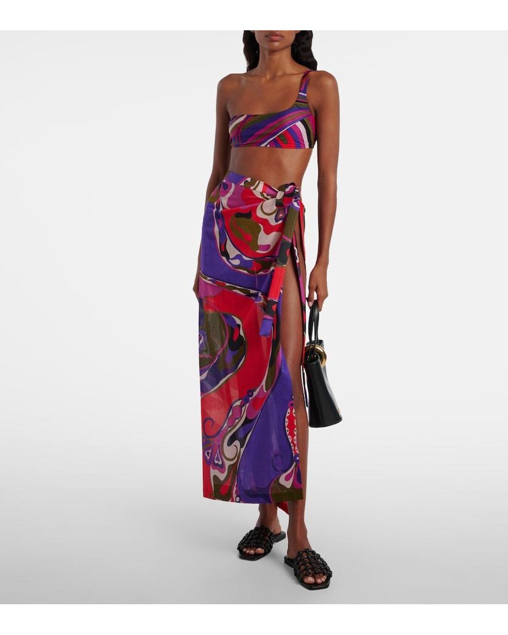 Emilio Pucci Purple Orchidee Cotton Wrap Skirt