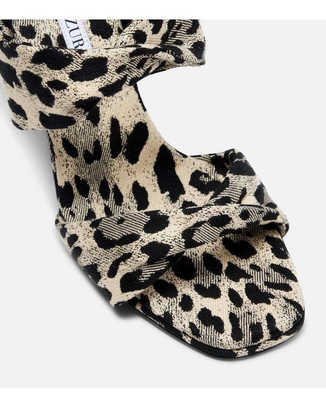 Aquazzura Black Twist 95 Leopard-Print Sandals