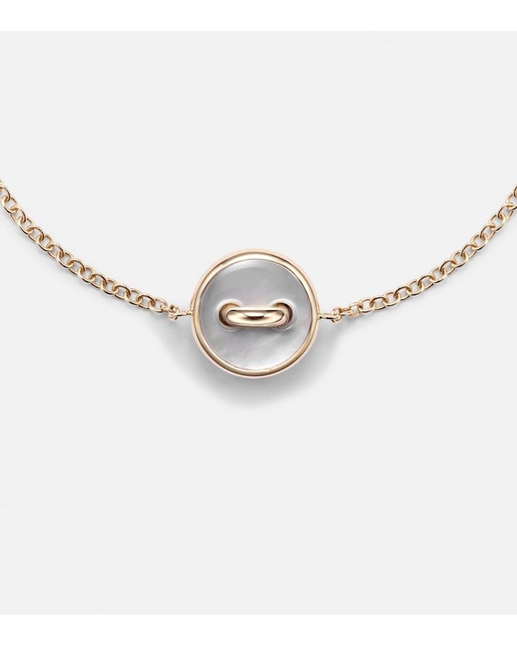 Pomellato Metallic Pom Pom Dot 18Kt Rose Chain Bracelet With Diamonds And Mother Of Pearl