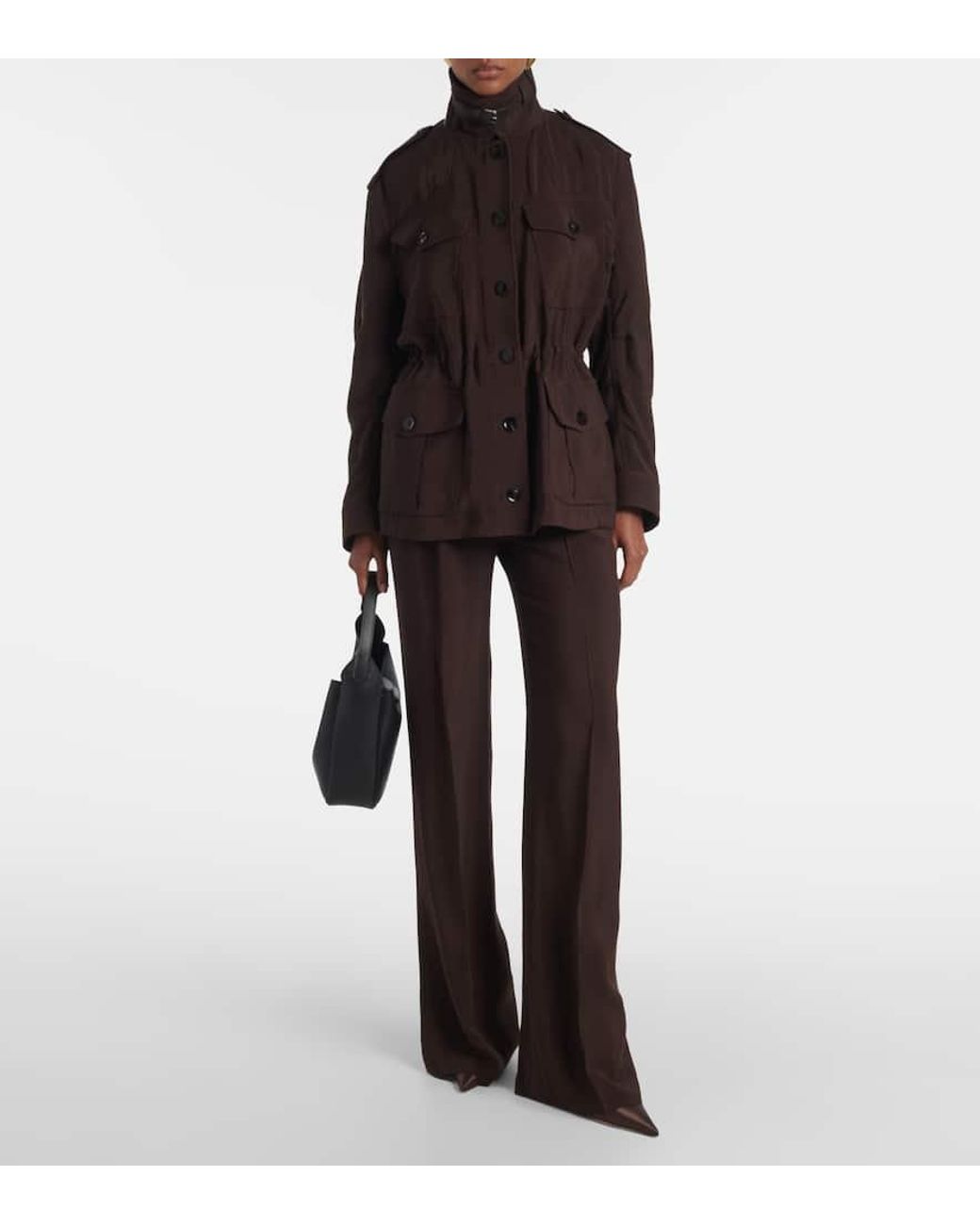 Tom Ford Brown Leather-Trimmed Field Jacket