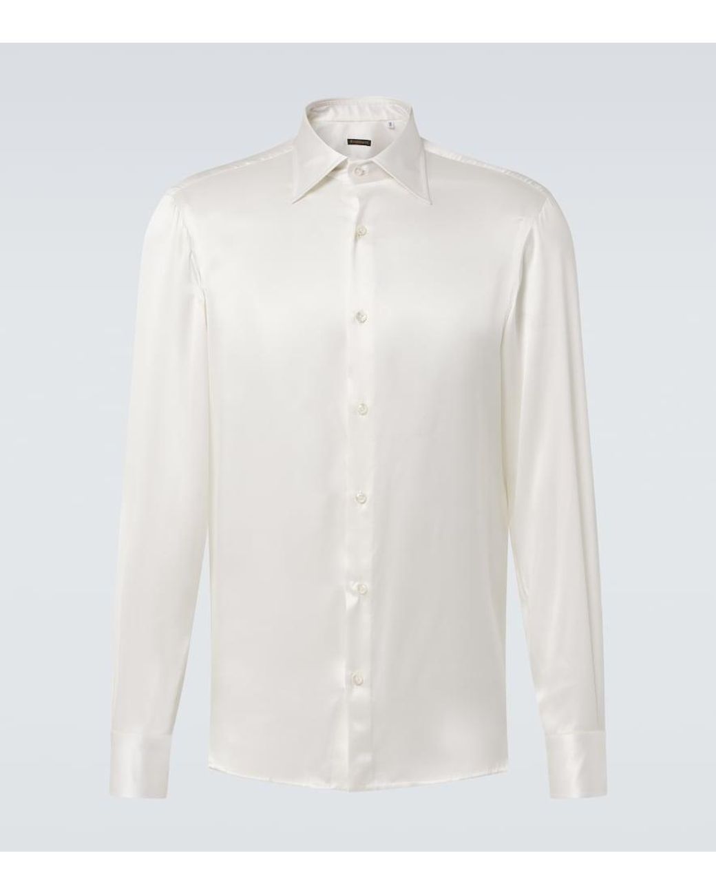 Rubinacci White Silk Tuxedo Dress Shirt for men