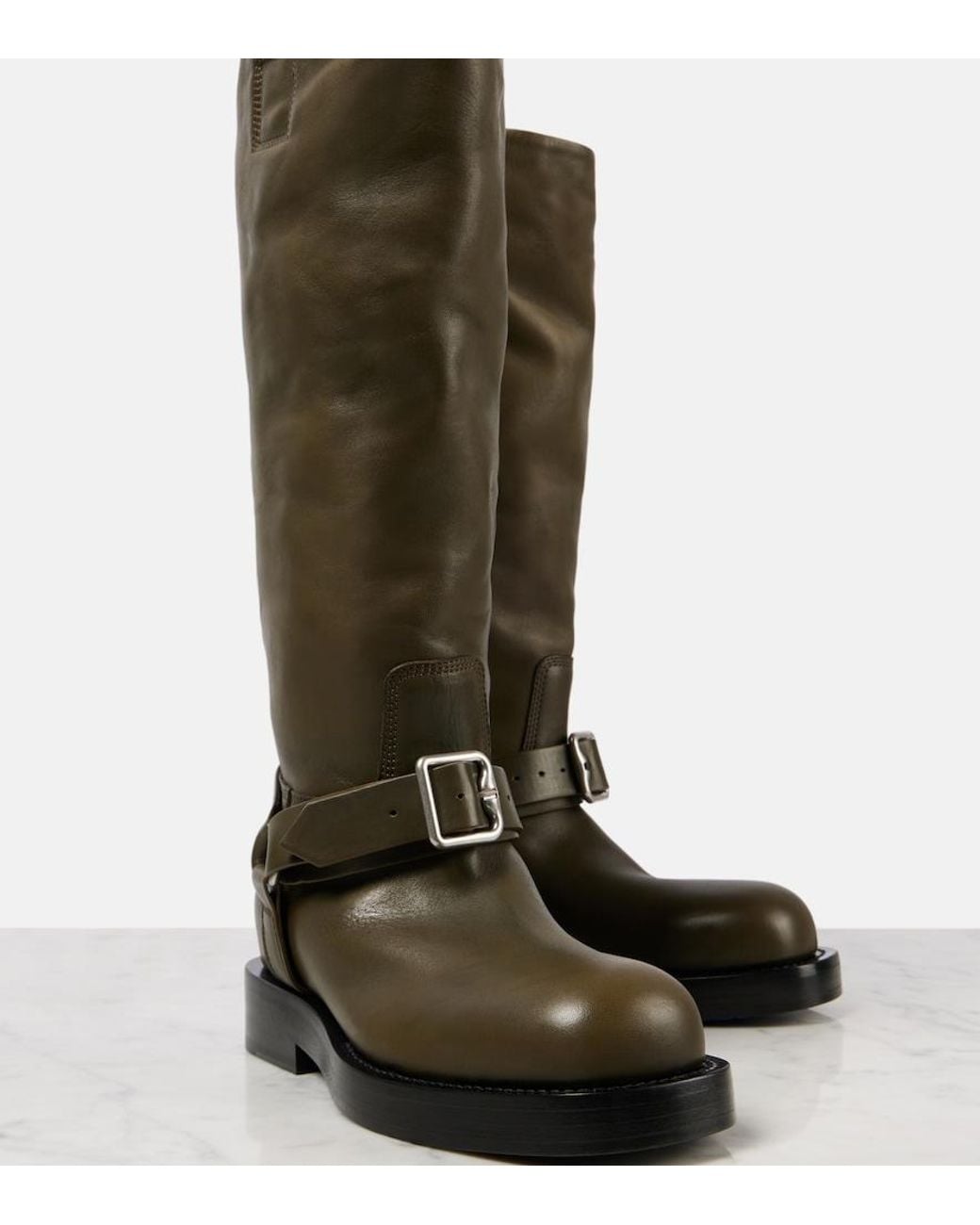 Burberry Green Leather Knee-High Boots