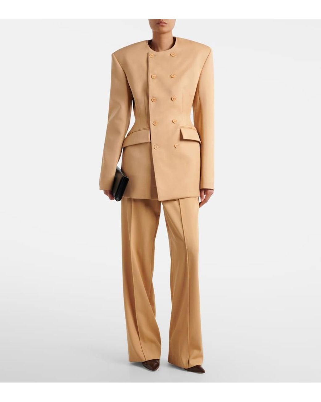 Wardrobe NYC Natural Rhw Wool Wide-Leg Pants