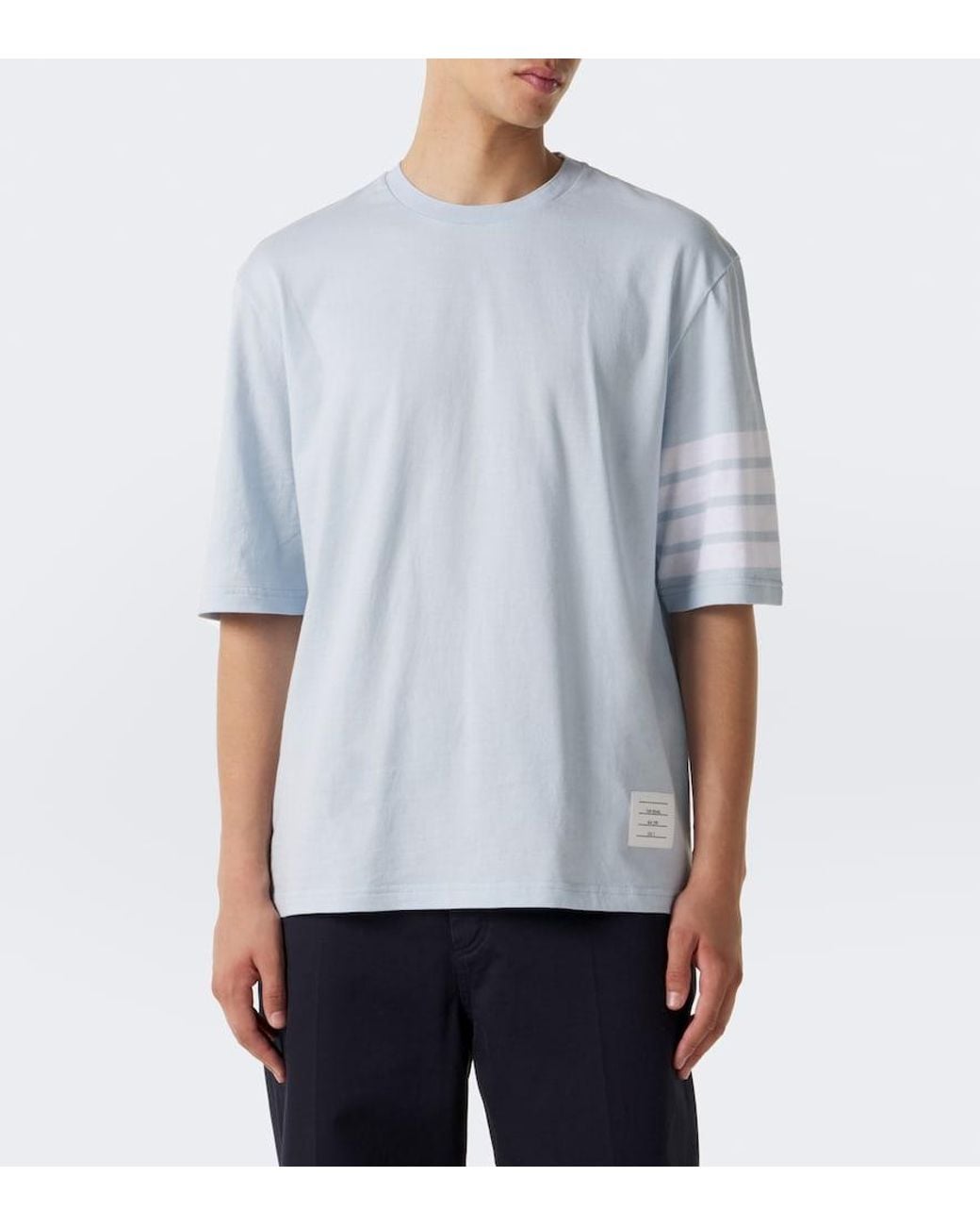Thom Browne Blue 4-Bar Cotton Jersey T-Shirt for men