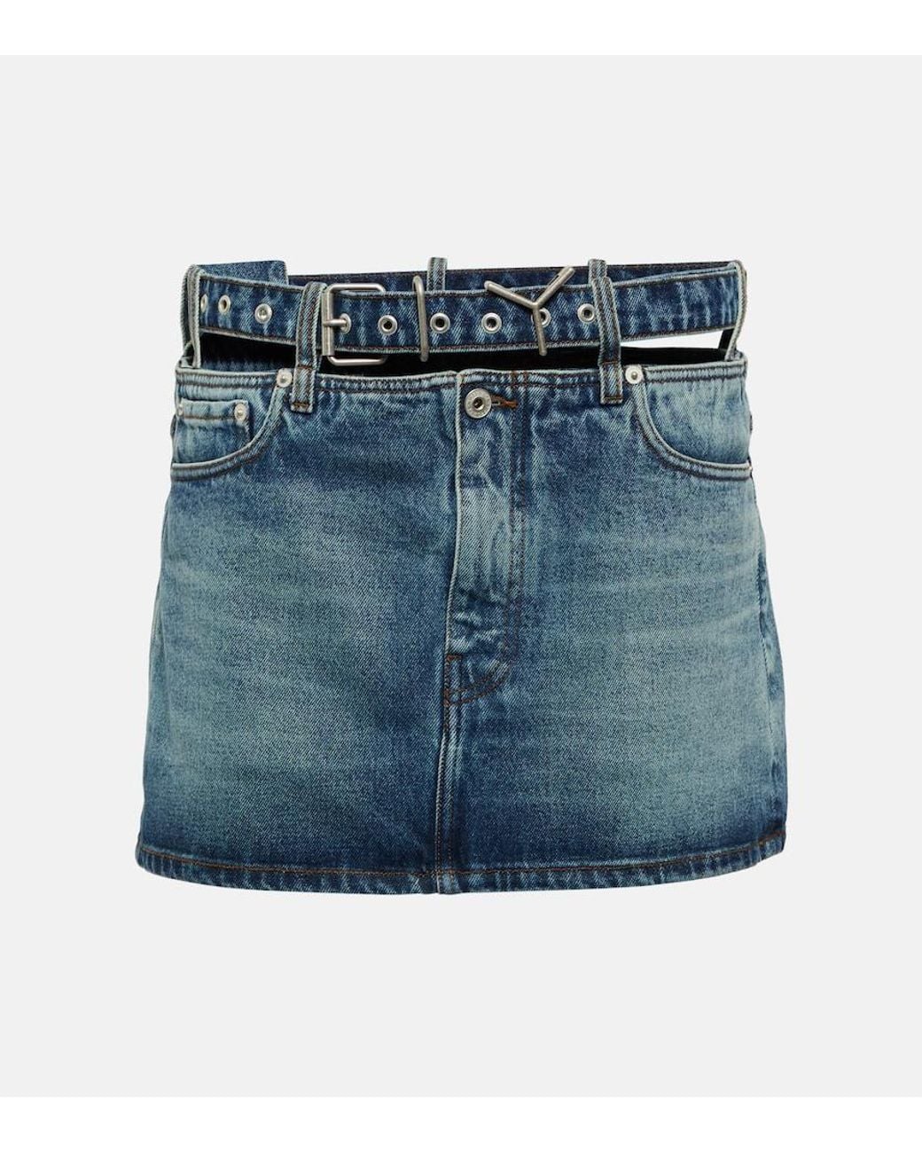 Y. Project Blue Y Belt Denim Miniskirt