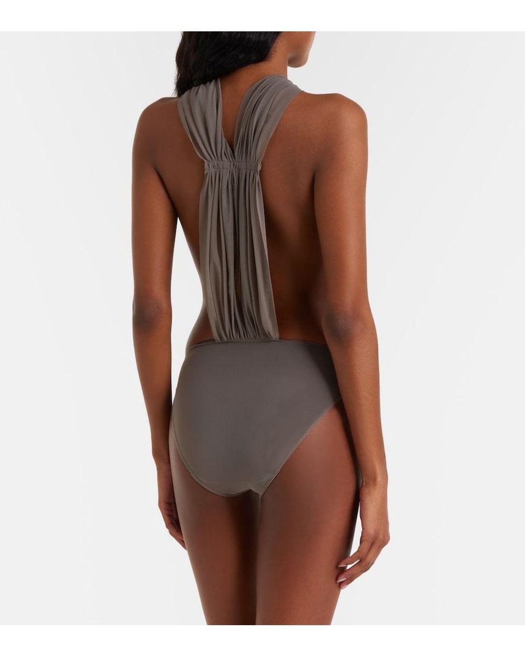 Rick Owens Gray Miami Cutout Sheer Tulle Bodysuit