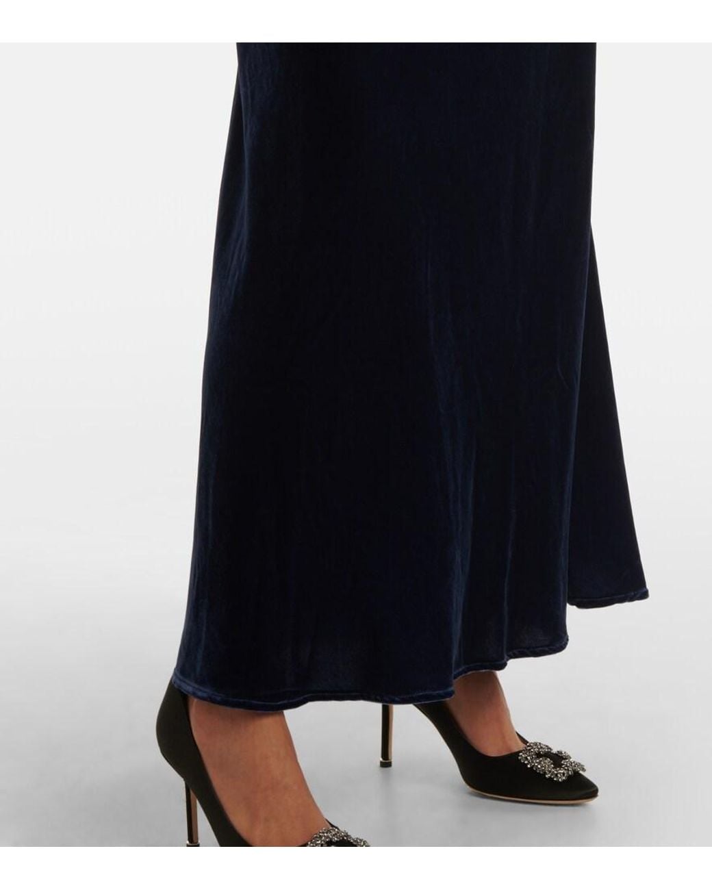 Asceno Blue Alberta Velvet Slip Dress