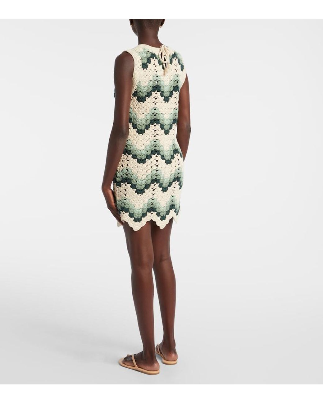 The Upside Green Tidal Sandrine Cotton Crochet Minidress