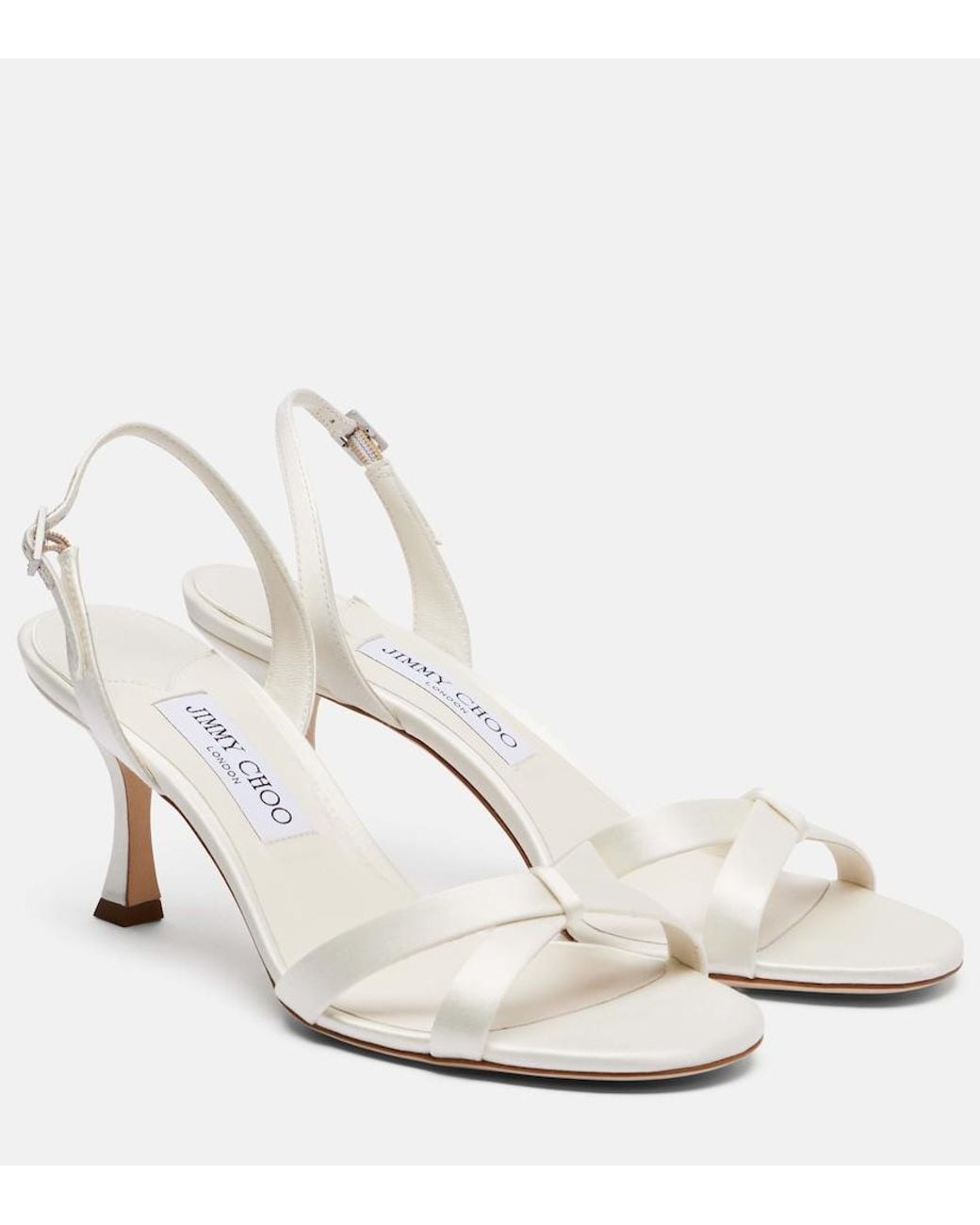 Jimmy Choo White Elsy 70 Satin Sandals