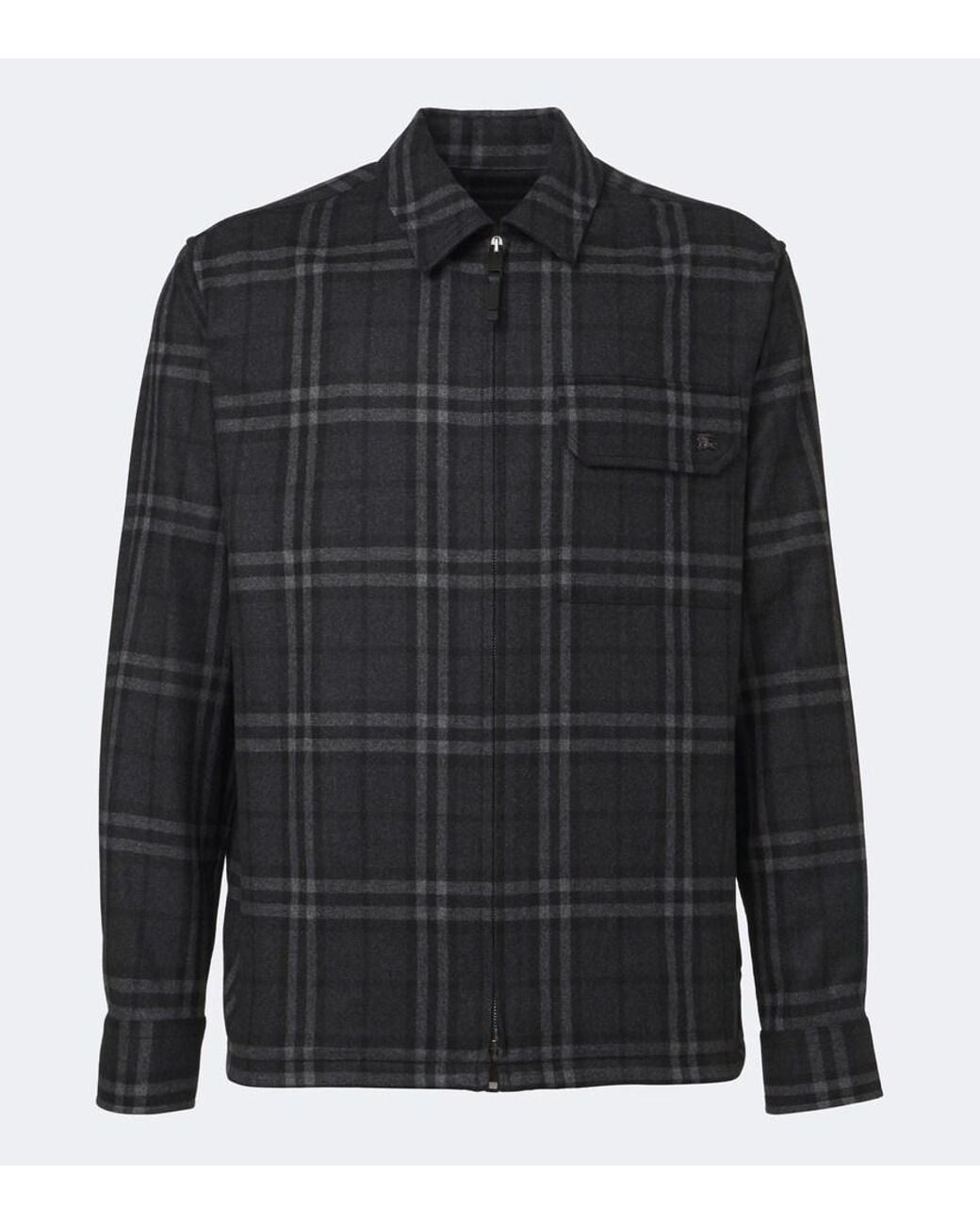 Burberry Black Check Wool And Cashmere Jacket for men