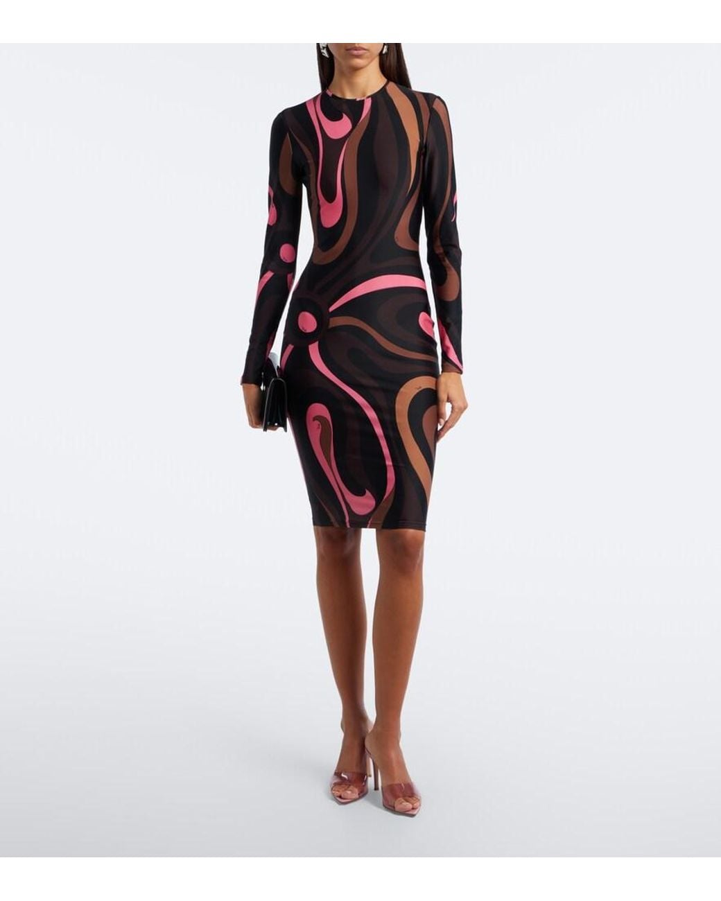 Emilio Pucci Red Marmo Jersey Midi Dress