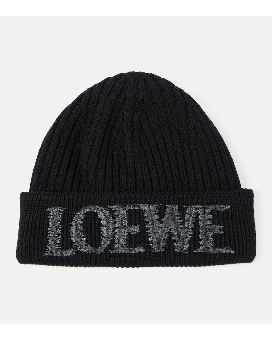 Loewe Black Logo Wool Beanie