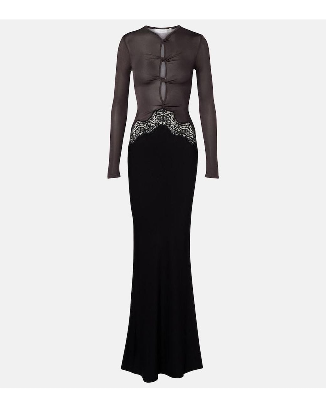 Christopher Esber Black Cutout Lace-Trimmed Maxi Dress