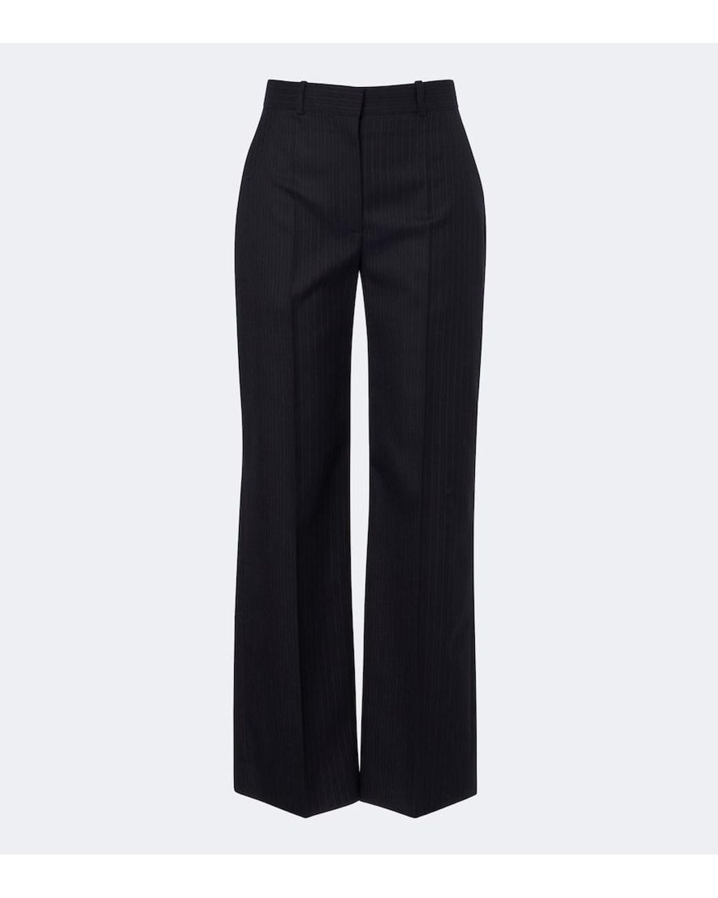 The Row Blue Yda Pinstripe Wool Straight Pants