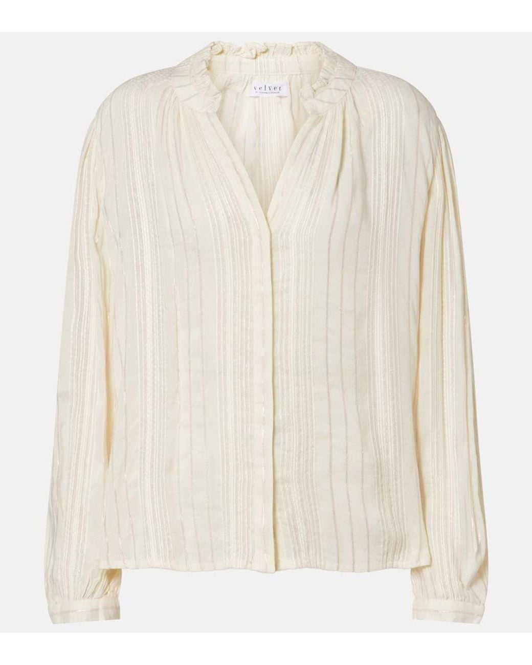 Velvet White Cynthia Striped Blouse