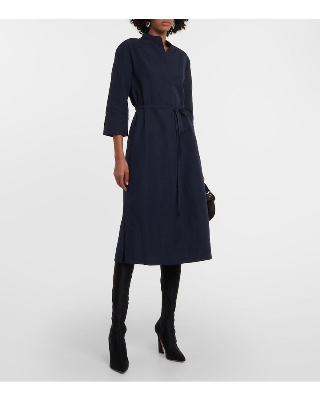 Vince Blue Cotton-Blend Midi Dress