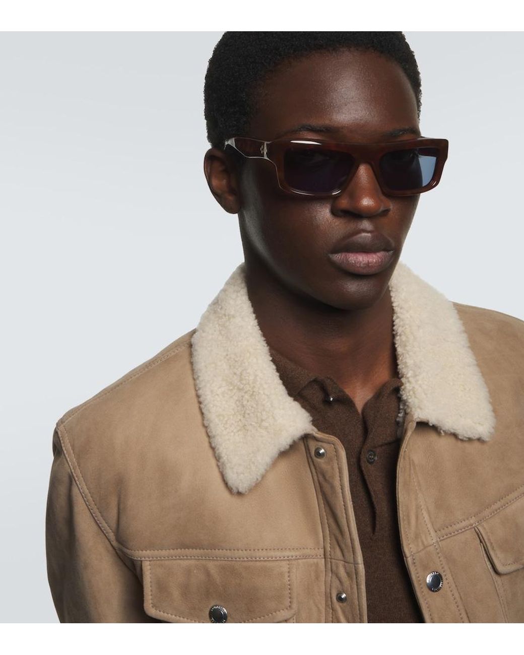 Jacques Marie Mage Brown Cleavon 57 Rectangular Sunglasses for men