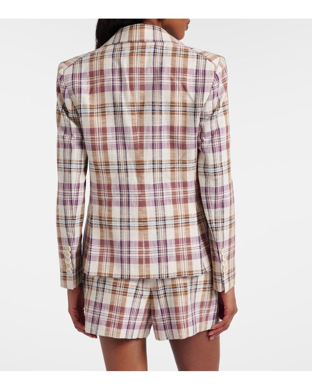 Veronica Beard Pink Tyra Plaid Cotton-Blend Blazer