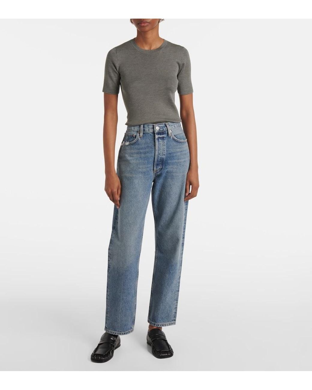 Agolde Blue 90S Mid-Rise Straight Jeans