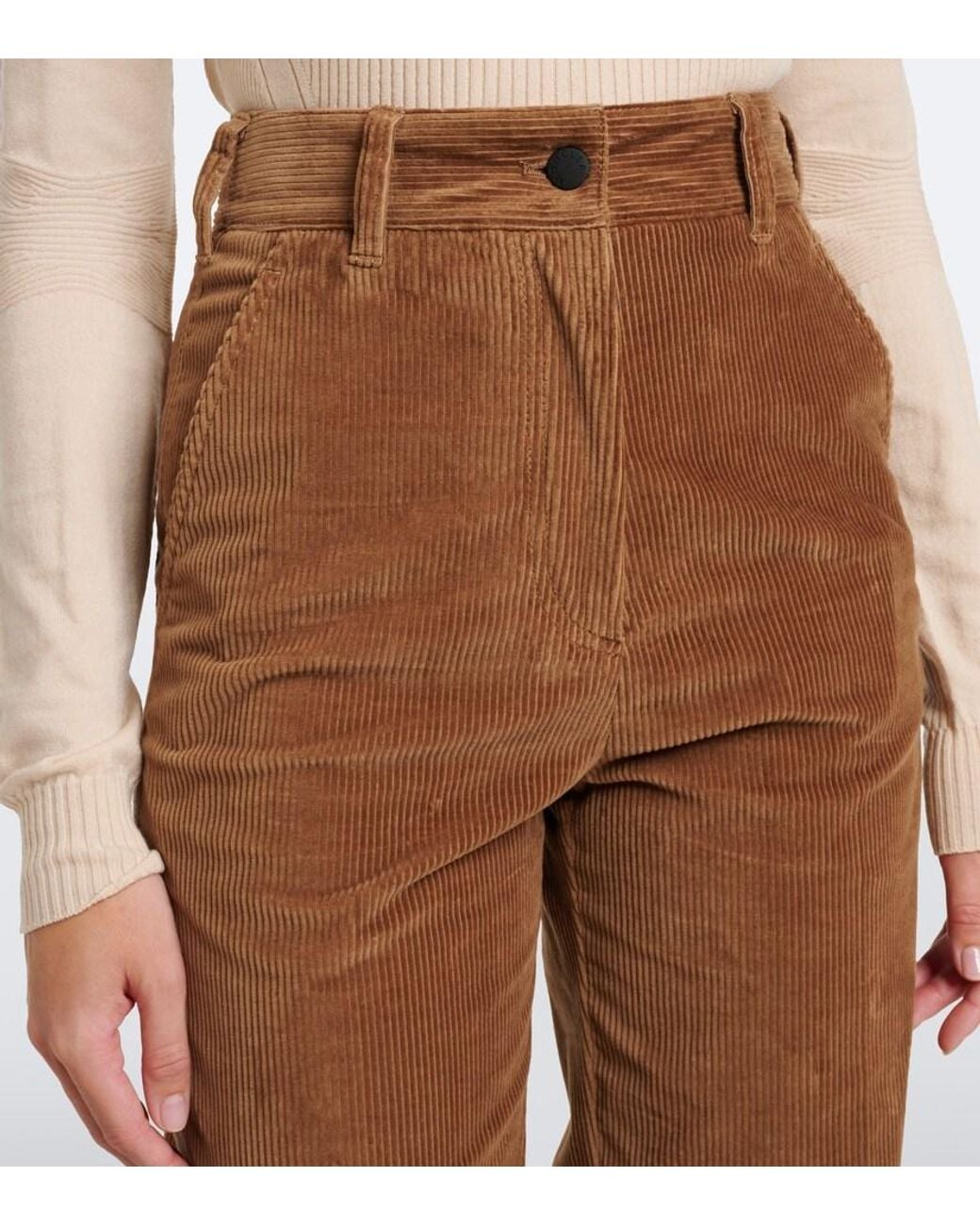 Moncler Brown Cotton Corduroy Wide-Leg Pants