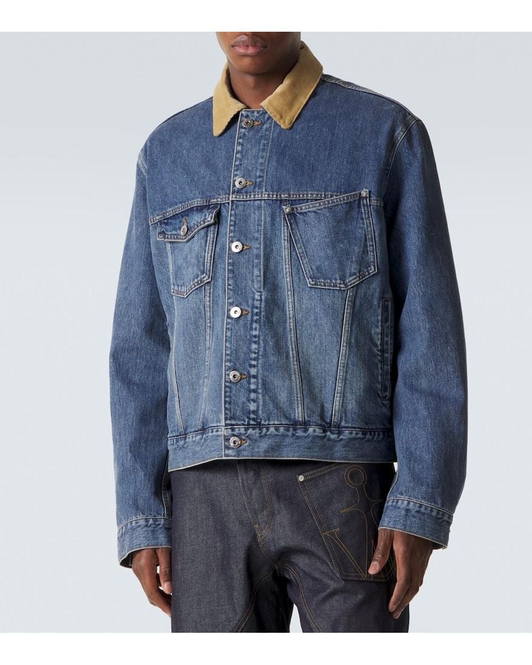 J.W. Anderson Blue Corduroy-Trimmed Denim Jacket for men