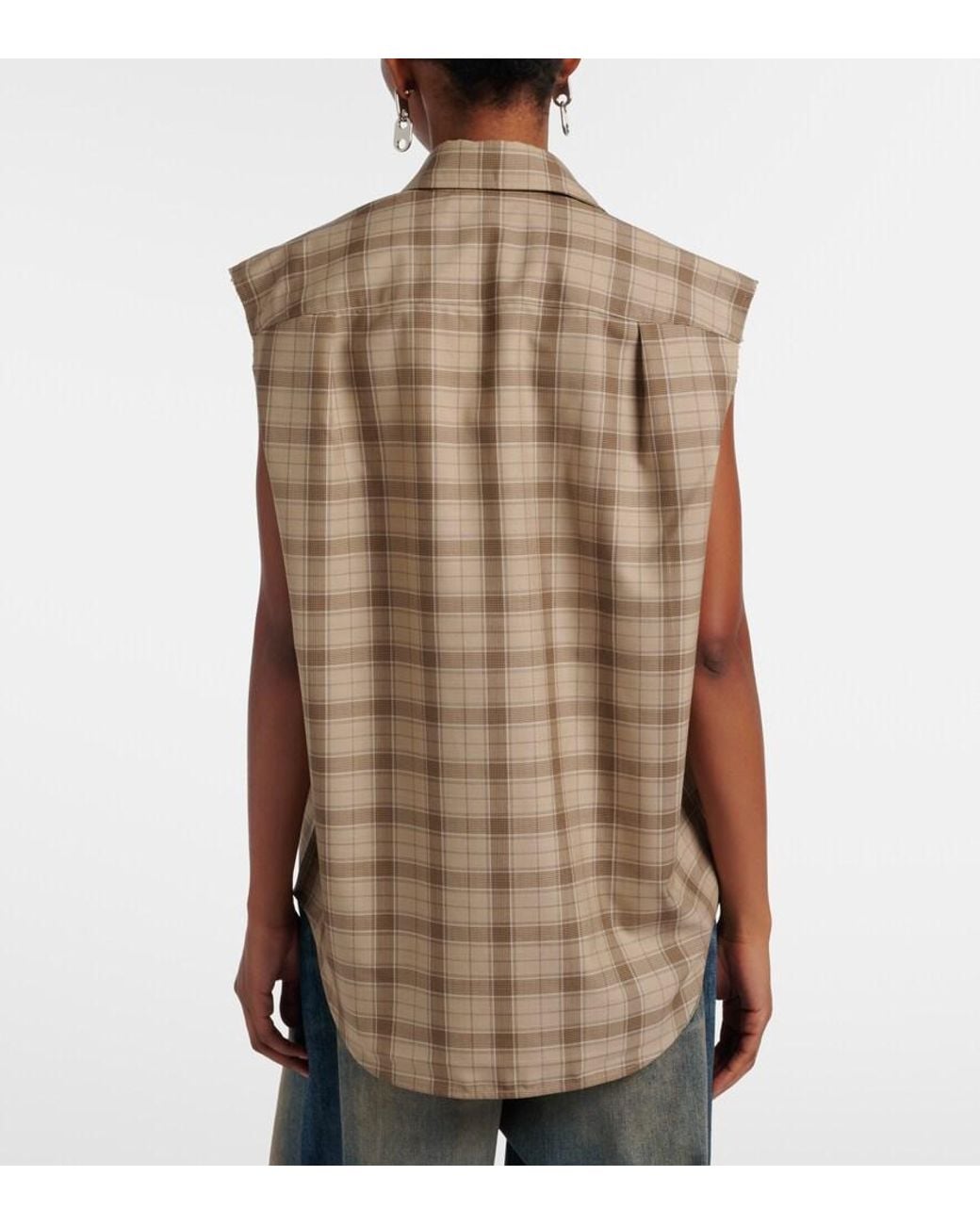 Acne Brown Checked Wool Shirt