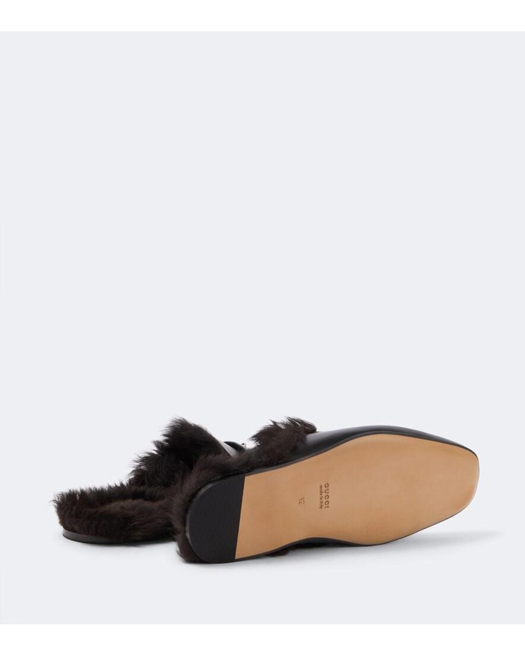 Gucci Black Horsebit Shearling-Lined Leather Mules for men