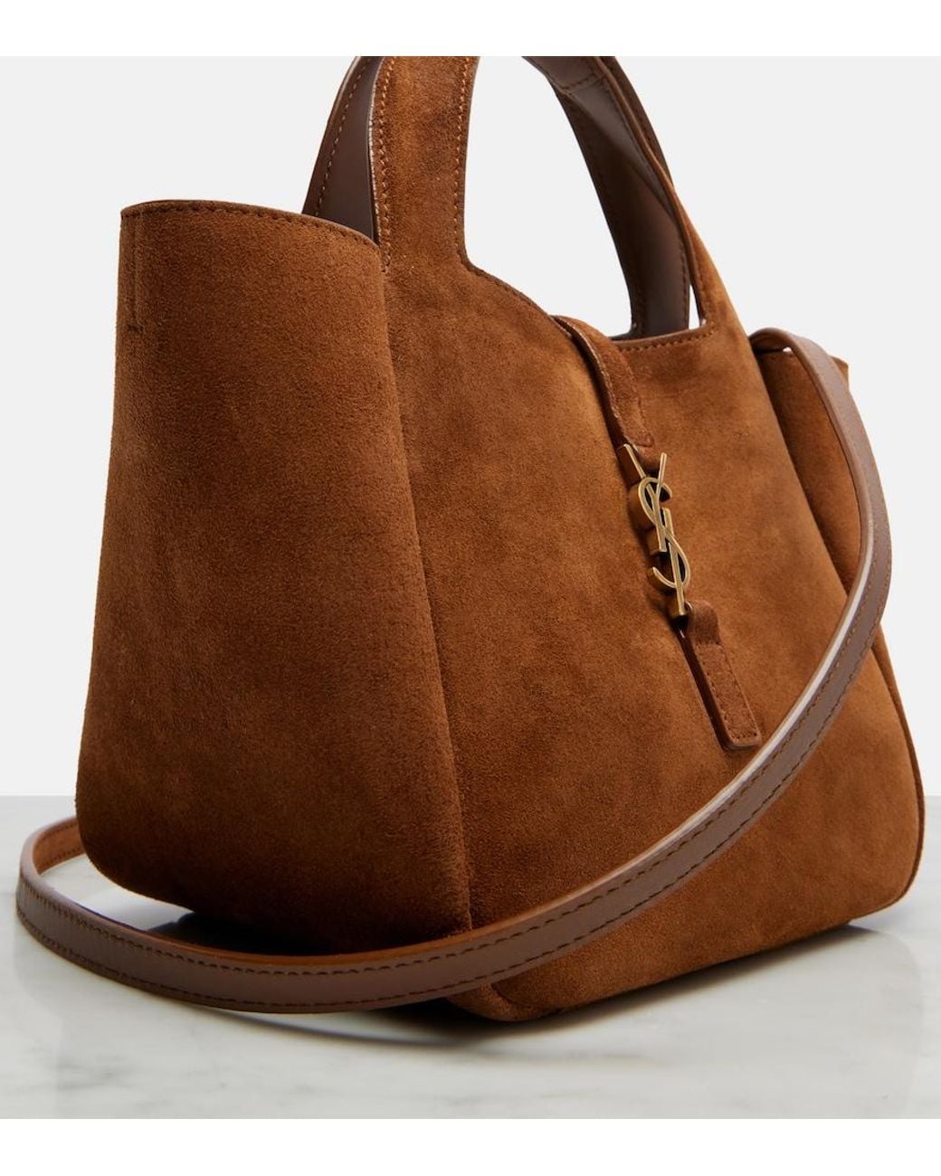Saint Laurent Brown Le 5 A 7 Suede Shoulder Bag