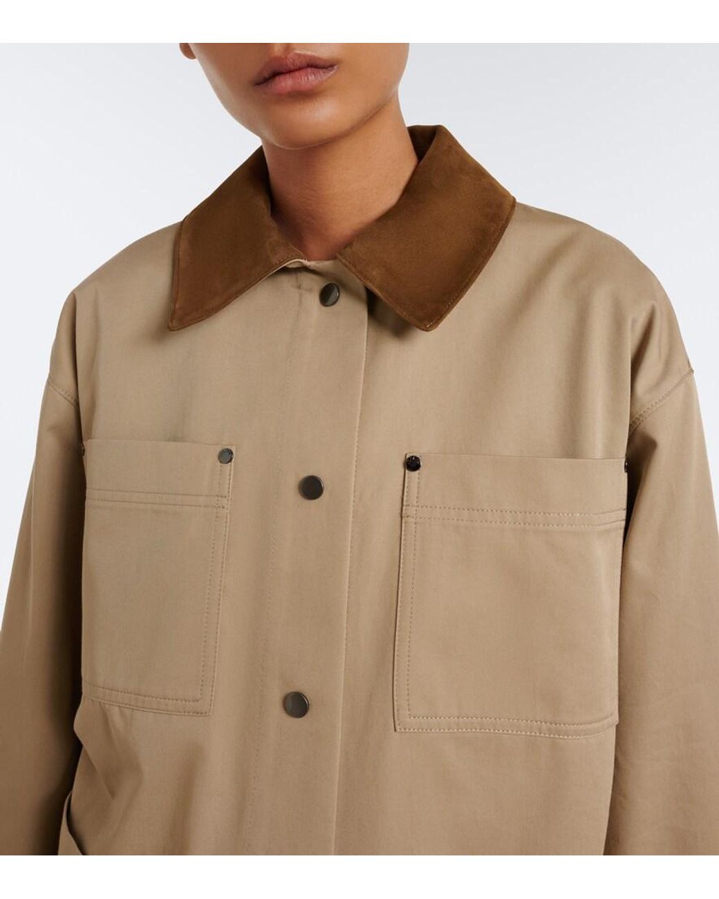 Joseph Natural Athos Suede-Trimmed Cotton Jacket