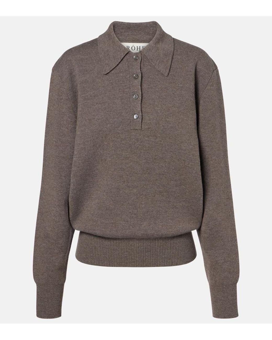 Rohe Gray Wool And Cashmere Polo Sweater