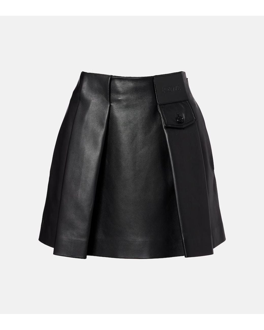 Loewe Black Pleated Leather Miniskirt