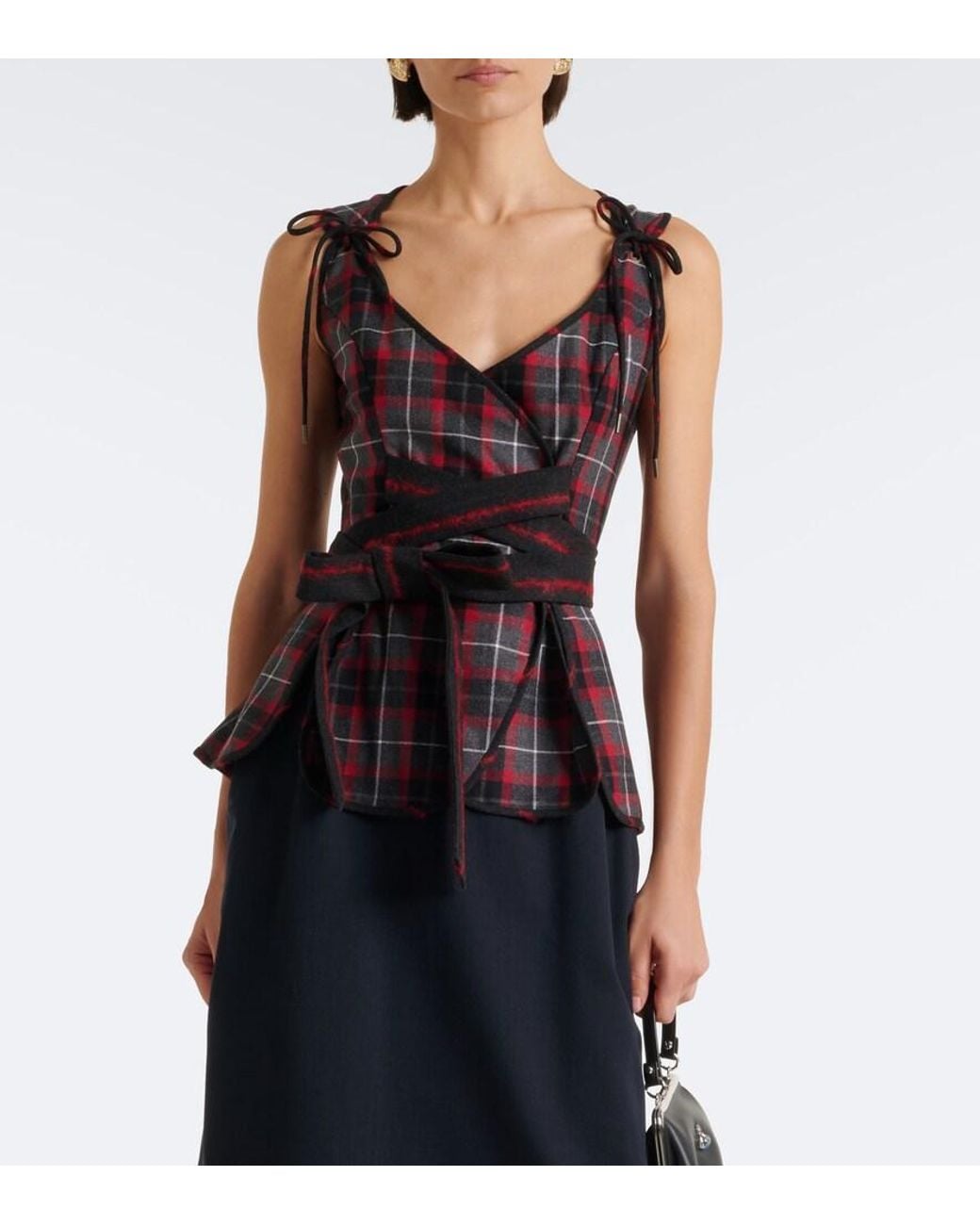 Vivienne Westwood Black Roxy Tartan Wool Top