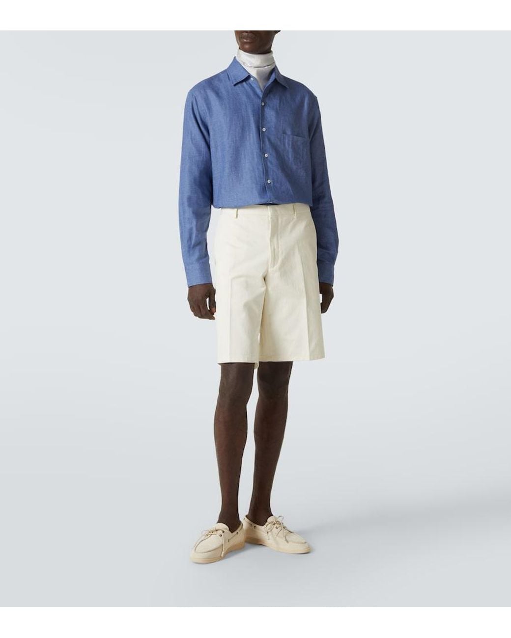 Loro Piana Blue Andre Linen Shirt for men