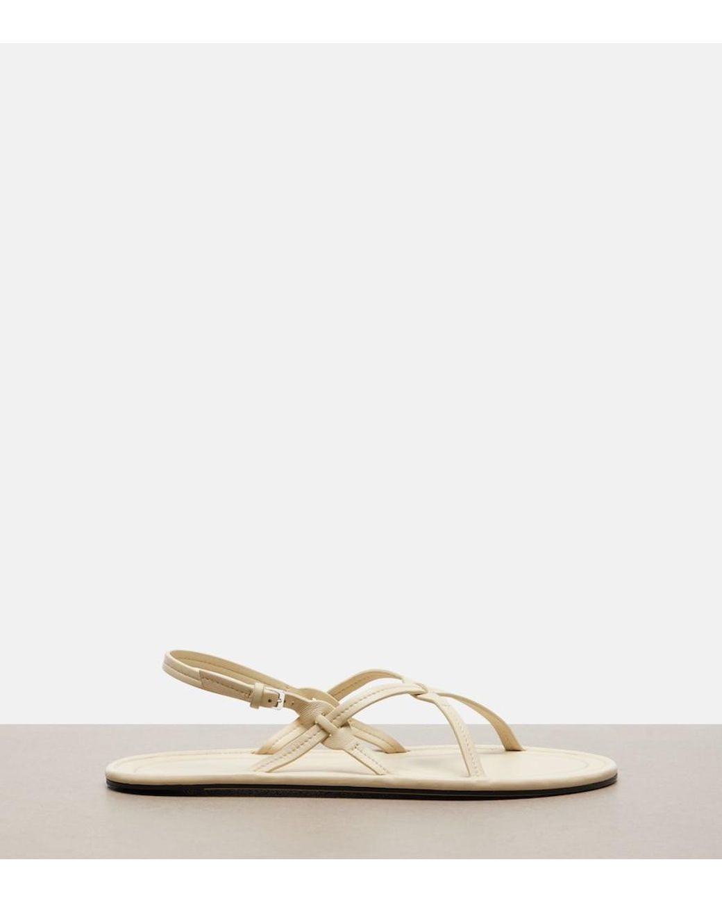 The Row White Malick Strap Leather Sandals