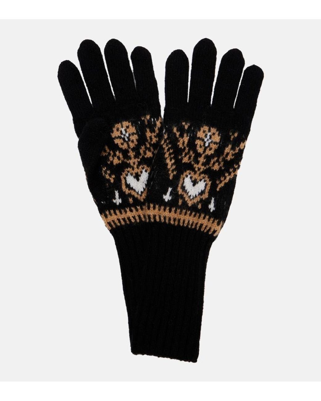Khaite Black Domini Fair Isle Cashmere Gloves