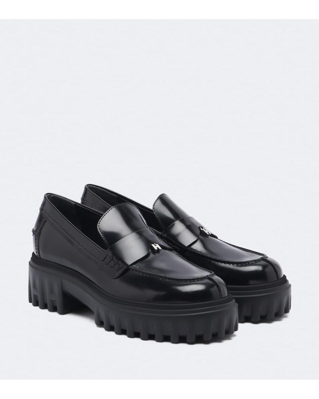 Hogan Black H700 Leather Loafers
