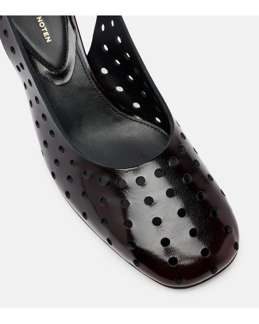 Dries Van Noten Black 65 Perforated Leather Slingback Pumps