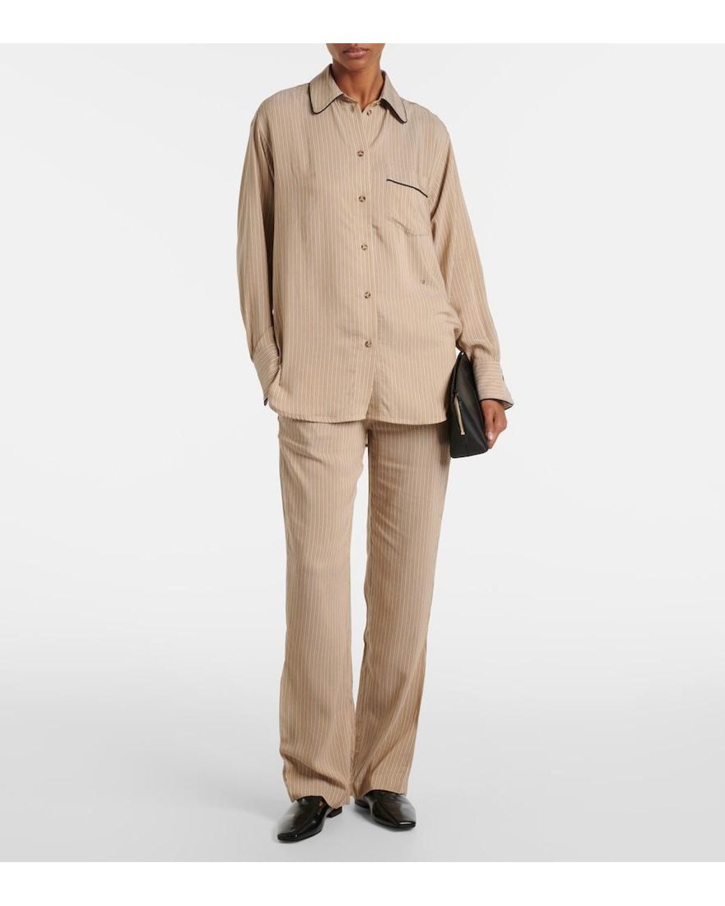 Victoria Beckham Natural Striped Pajama Pants