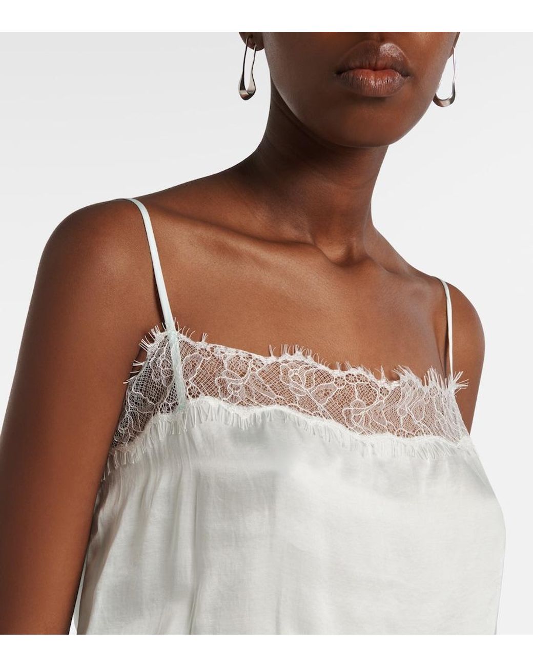 Poupette Blue Silvia Lace-Trimmed Romper