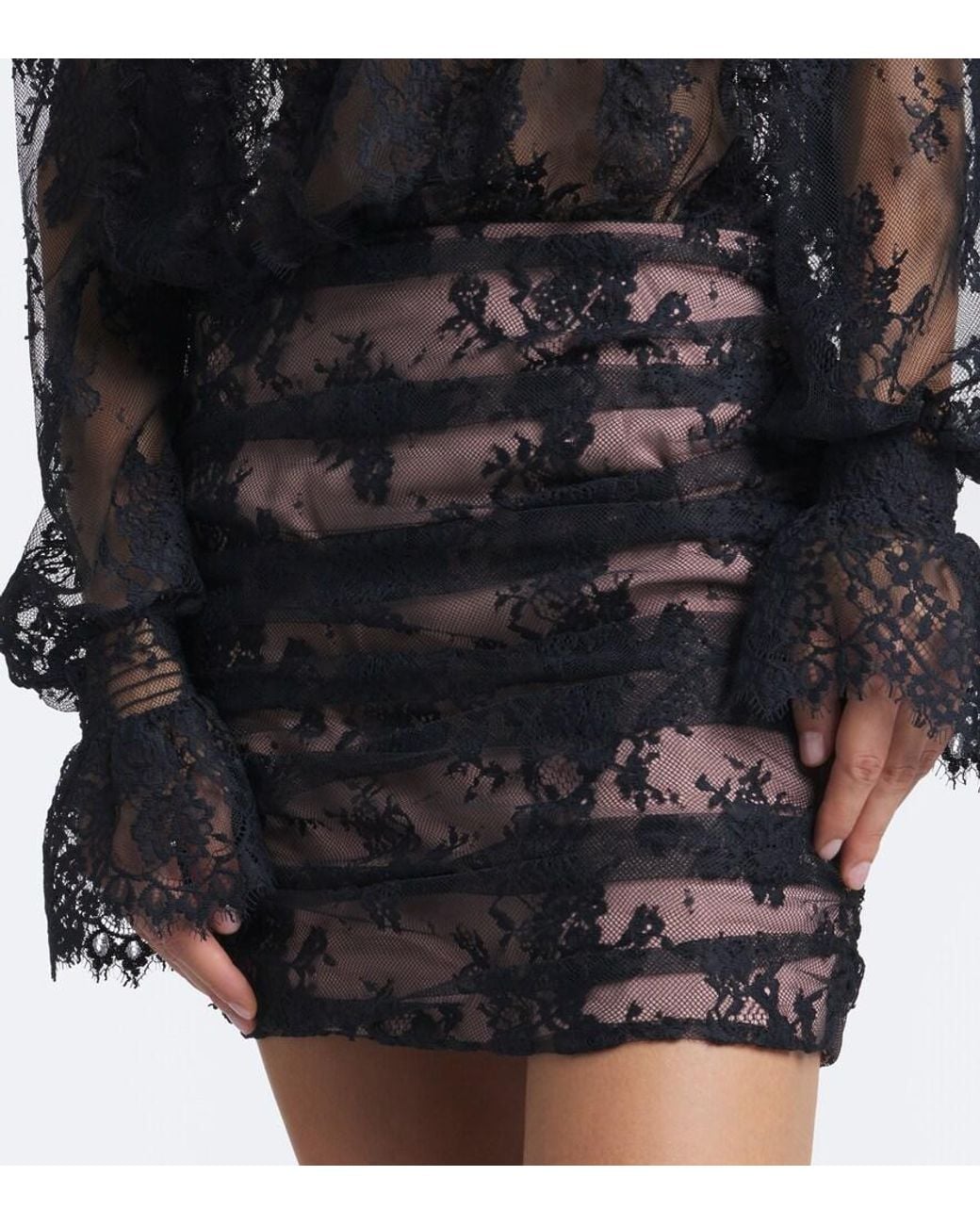 retroféte Black Ysolde Sheer Lace Minidress
