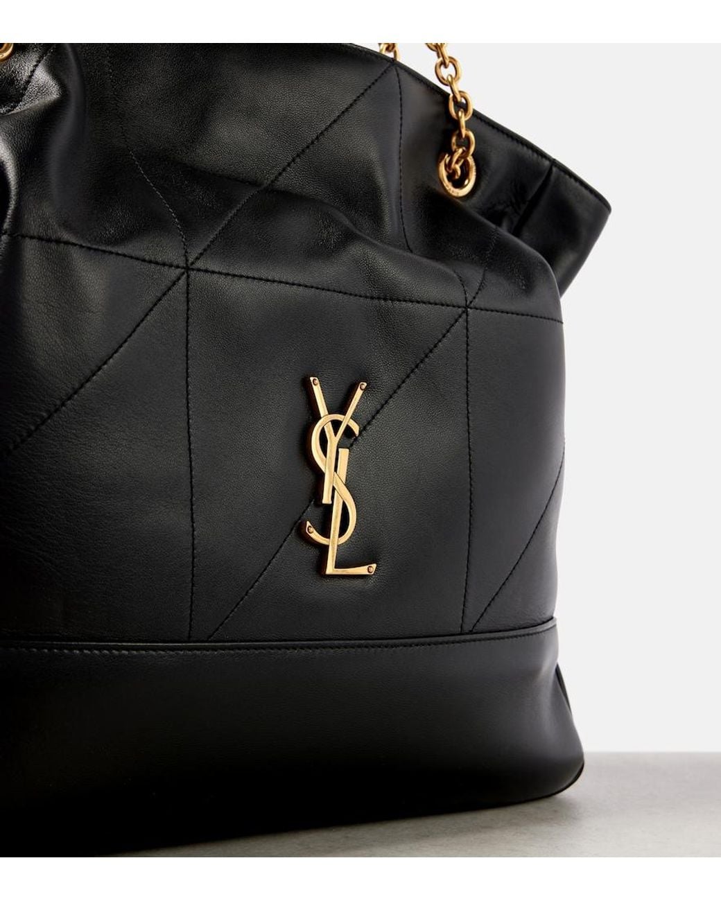 Saint Laurent Black Jamie Shopping Medium Leather Tote Bag