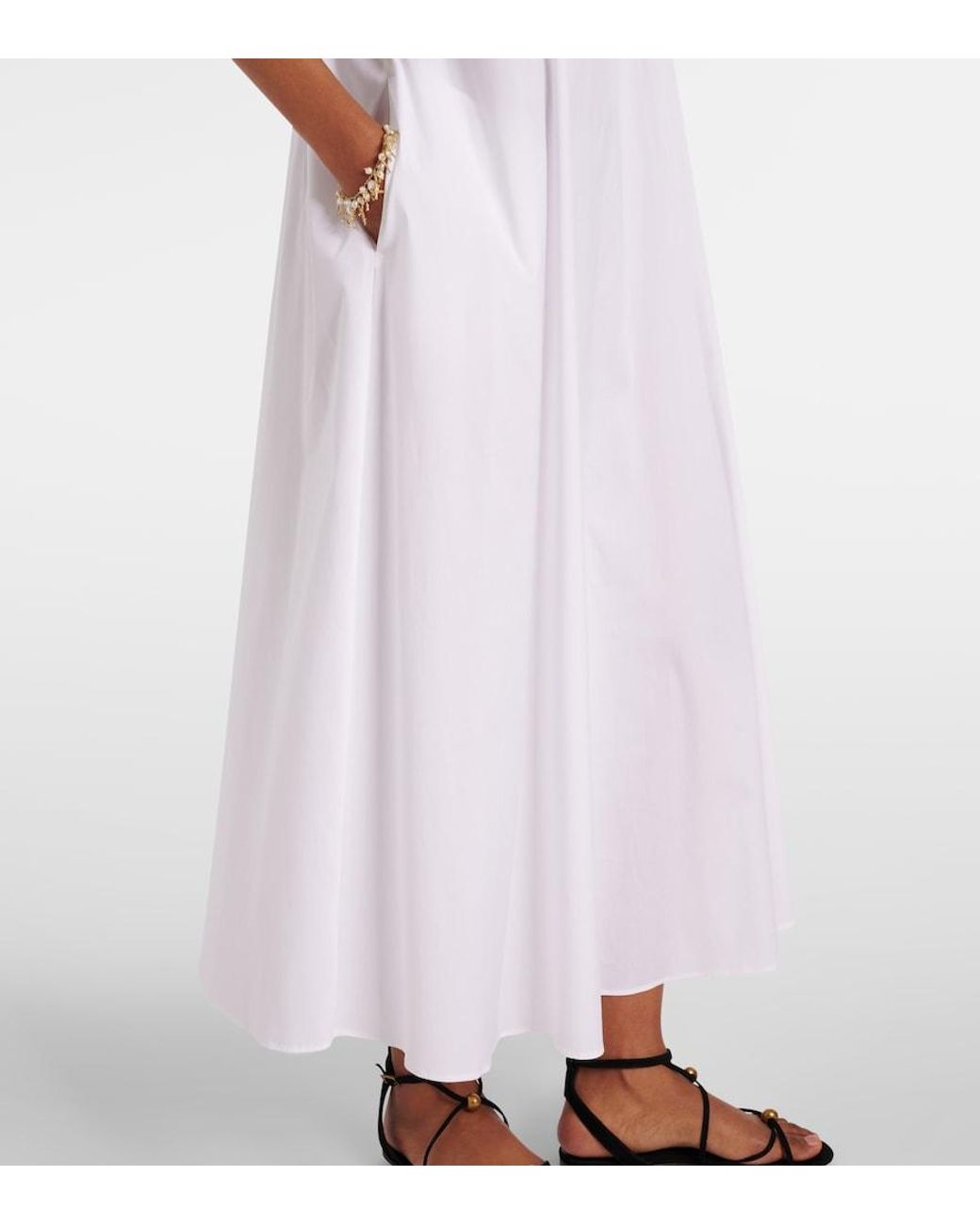 Max Mara White Romea Cotton-Blend Poplin Maxi Dress