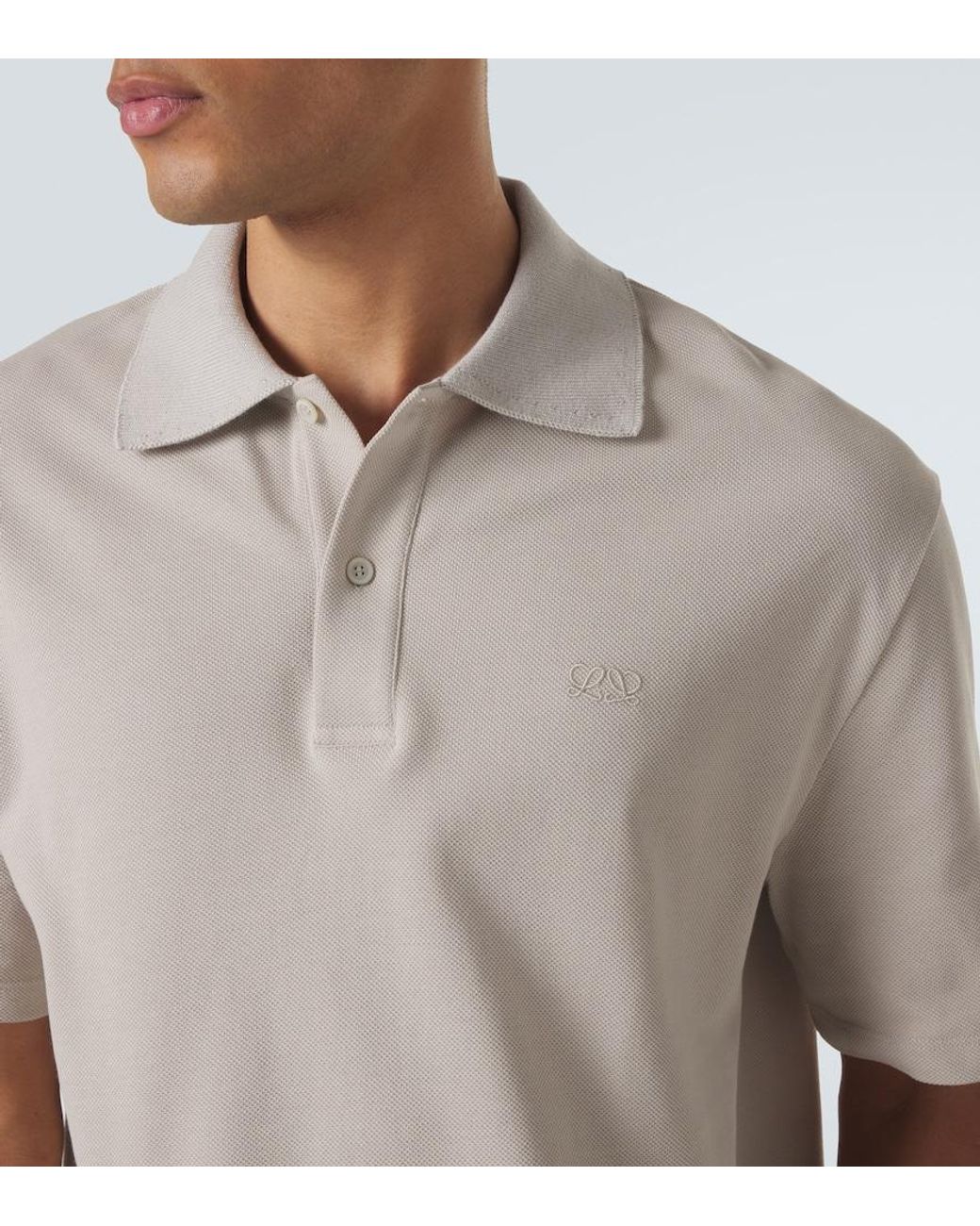 Loewe Natural Double L Cotton Pique Polo Shirt for men
