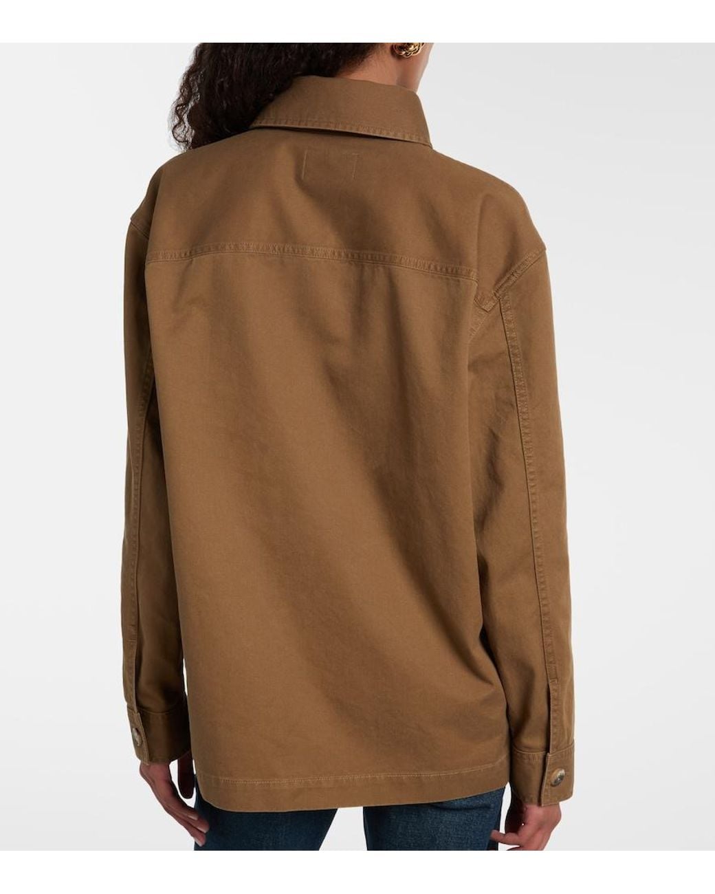 Saint Laurent Brown Cassandre Cotton And Linen Overshirt