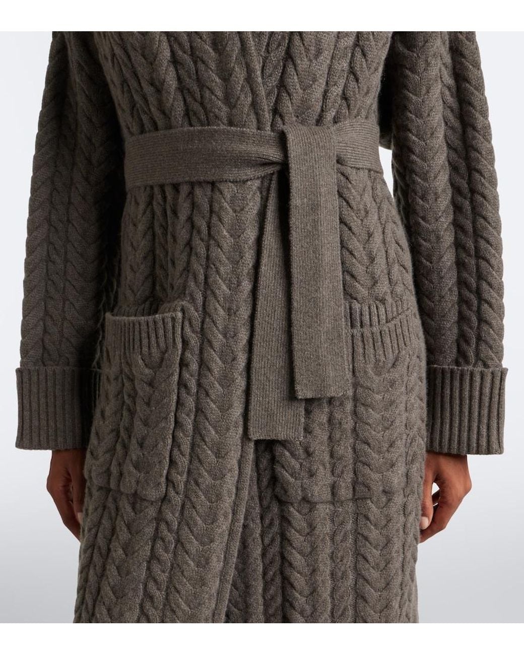 arch4 Brown Bond Street Cable-Knit Cashmere Long Cardigan
